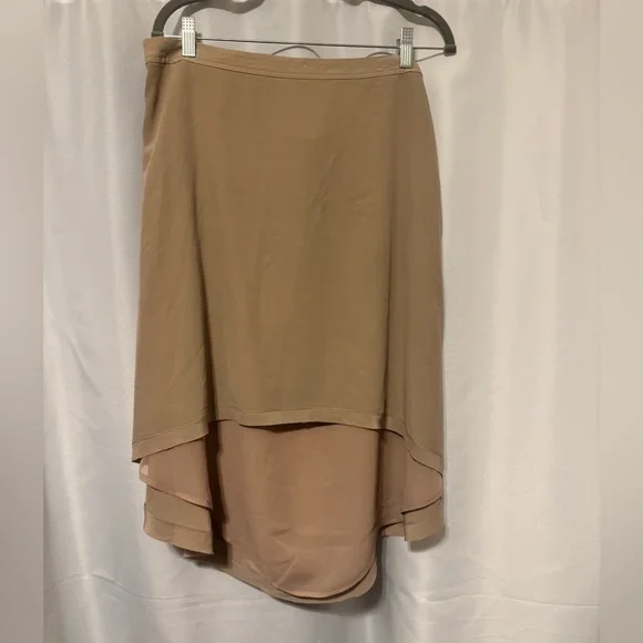 Armani Exchange Taupe High-Low Layered Midi Skirt - Picture 1 of 10